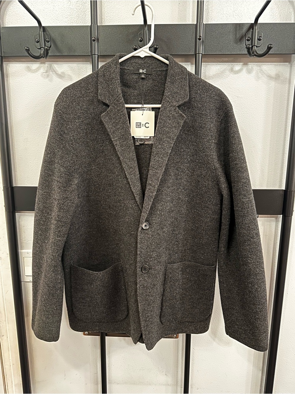 Uniqlo Charcoal Knit Pea Coat